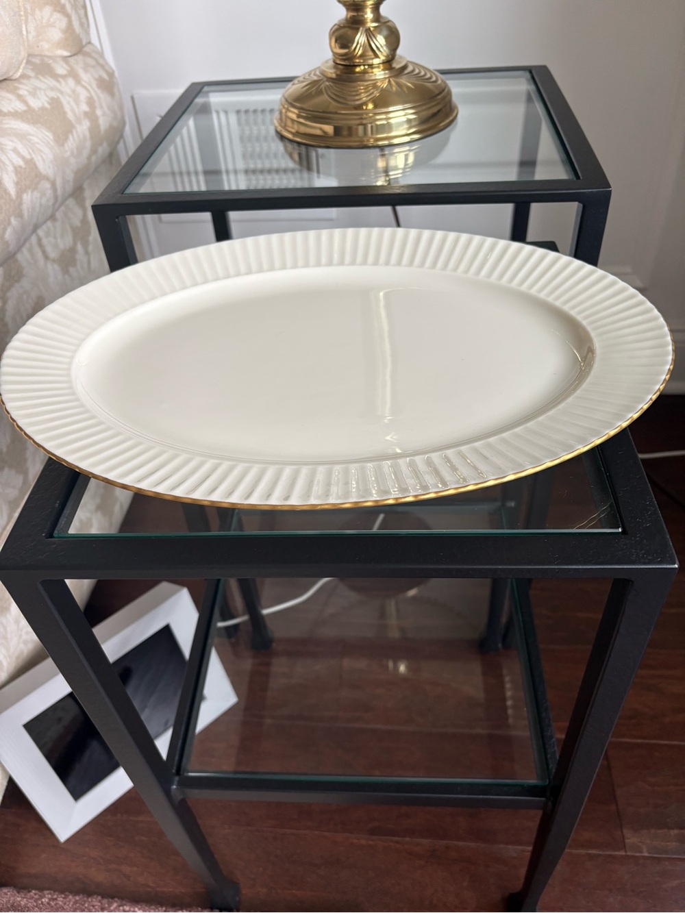 Lenox vintage Citation Cream and Gold Rim Oval Serving Platter
